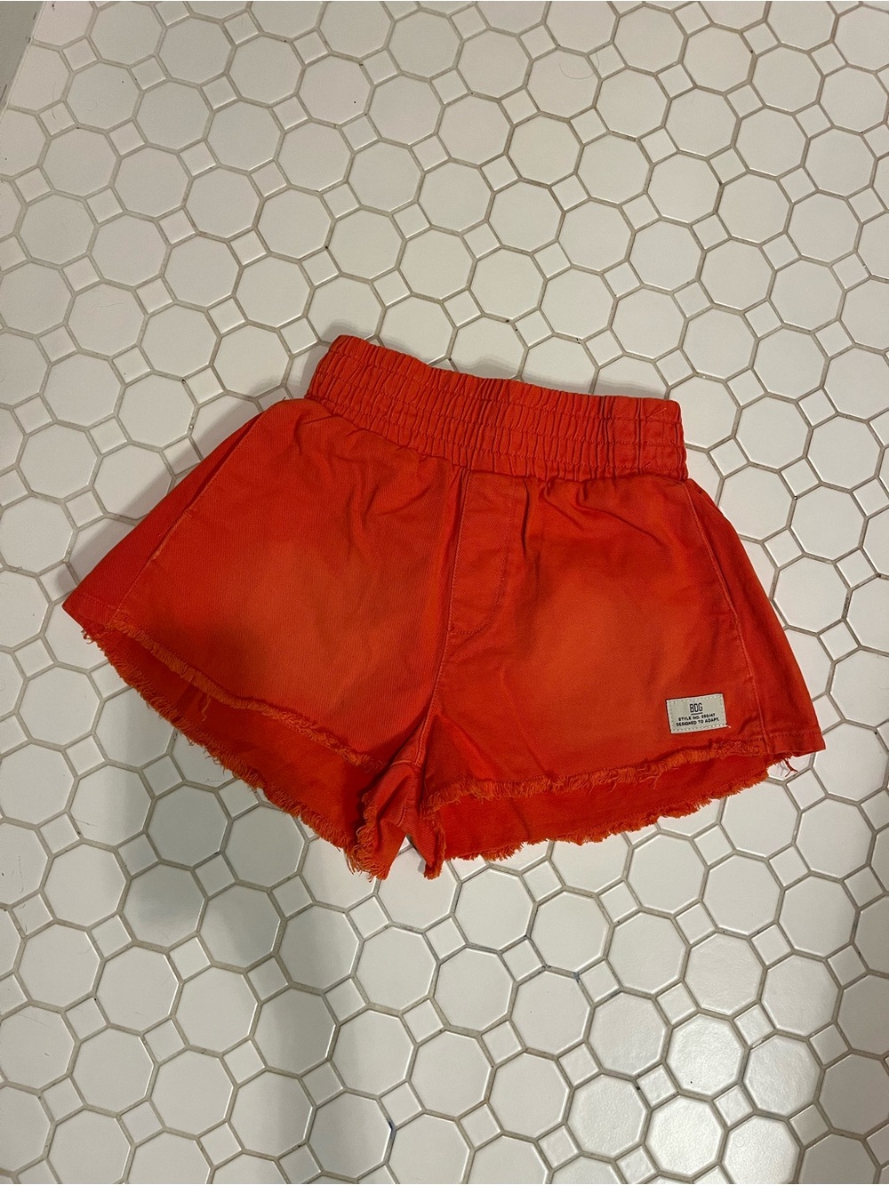 BDG Bright Red Elastic Waist Jean Shorts
